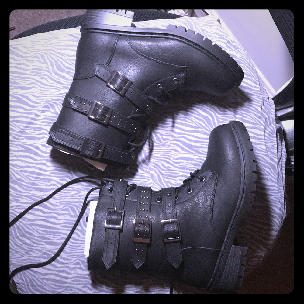 Torrid thick heel strappy combat boots! Brand new!